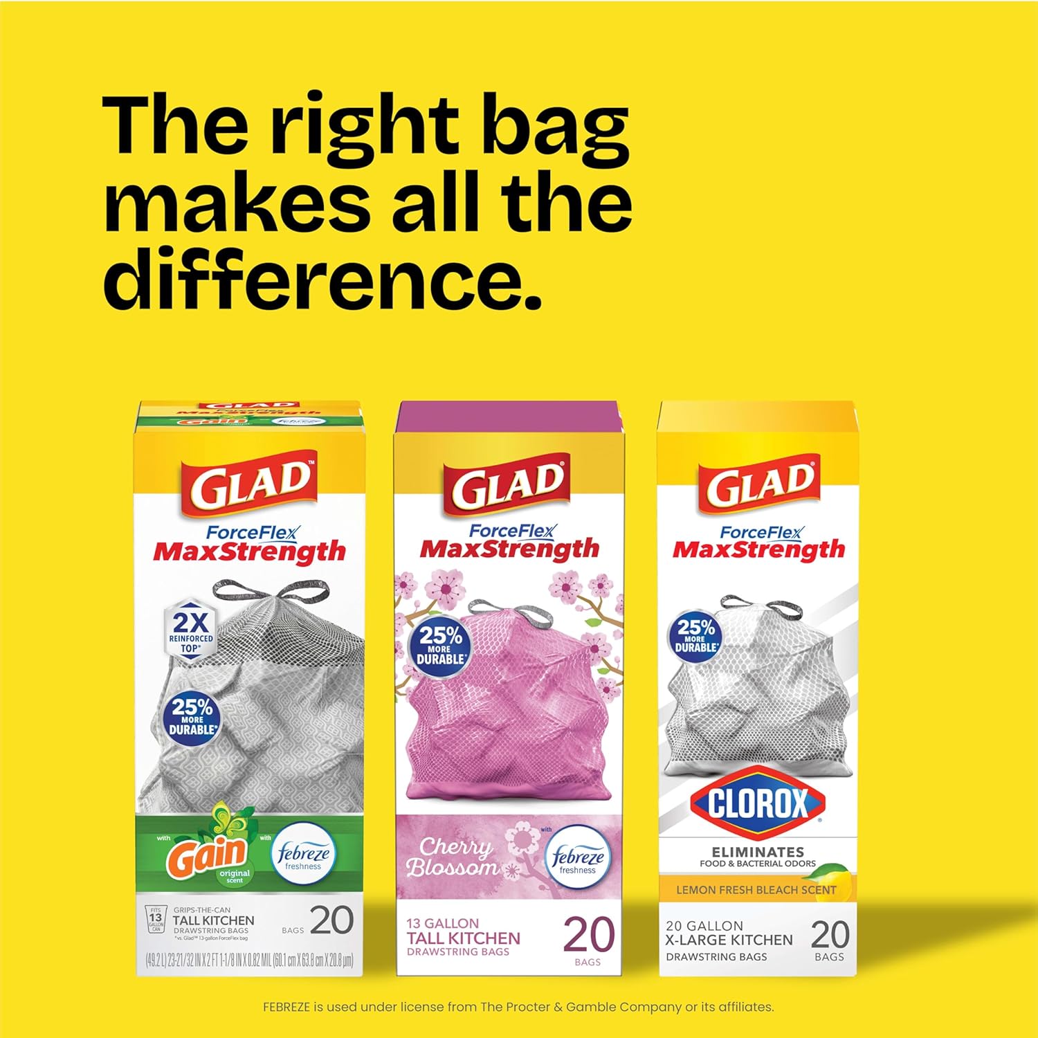 Glad Tall Kitchen Trash Bags 13 Gallon, MaxStrength Cherry Blossom Garbage Bags, Odorshield with Drawstring, 34 Count - Image 9