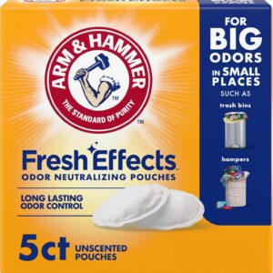 ARM & HAMMER Fresh Effects Odor Neutralizing Baking Soda Pouches, Long-Lasting Fragrance-Free Odor Absorber for Shoes, Cars, Home & Small Spaces, 5 Count