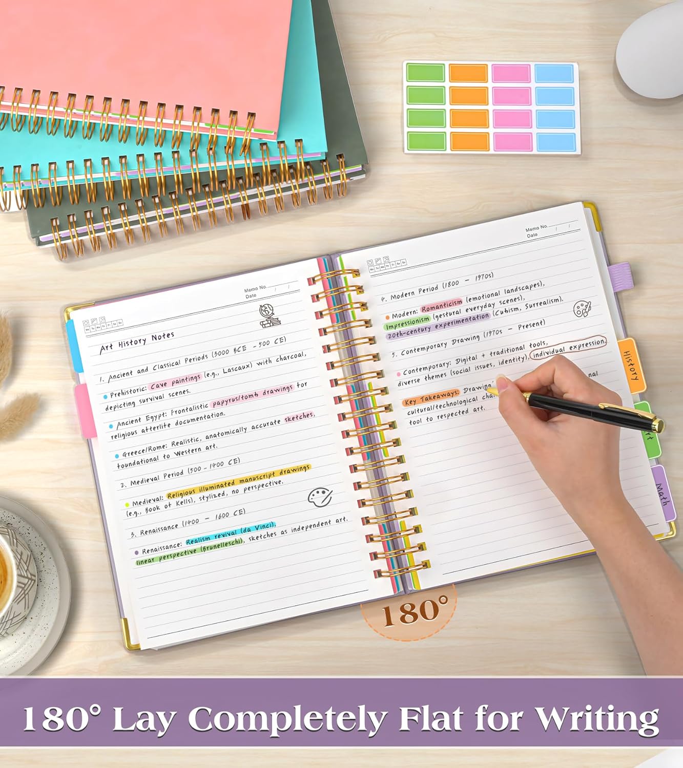 Spiral Notebook Journal with Removable Dividers Tabs, 300 Pages Hardcover Leather 5 Subject College Ruled Notebook, 8"x10" Large B5 Lined Journal for Women Men, Spiral Notebooks for Work School,Purple - Image 6