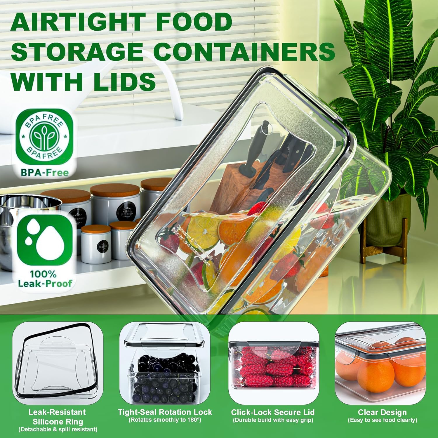 54 Pcs Food Storage Containers with Lids Airtight, (27 Containers &27 Lids) Reusable BPA-Free Plastic Food Containers for Kitchen Organization, Leak Proof Freezer/Microwave Safe Meal Prep Lunch Boxes - Image 4