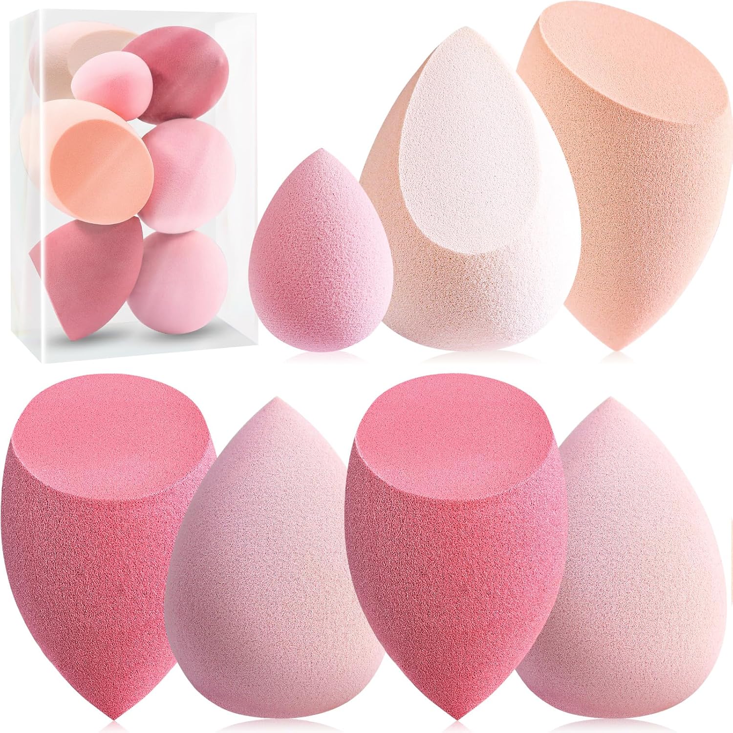 Makeup Sponge Set Foonbe Blender Sponges 7 Pcs for Liquid, Cream, and Powder, Latex Free, Multi colored Beauty Sponges with 1 Mini Sponge, Vegan & Cruelty-Free - Image 2