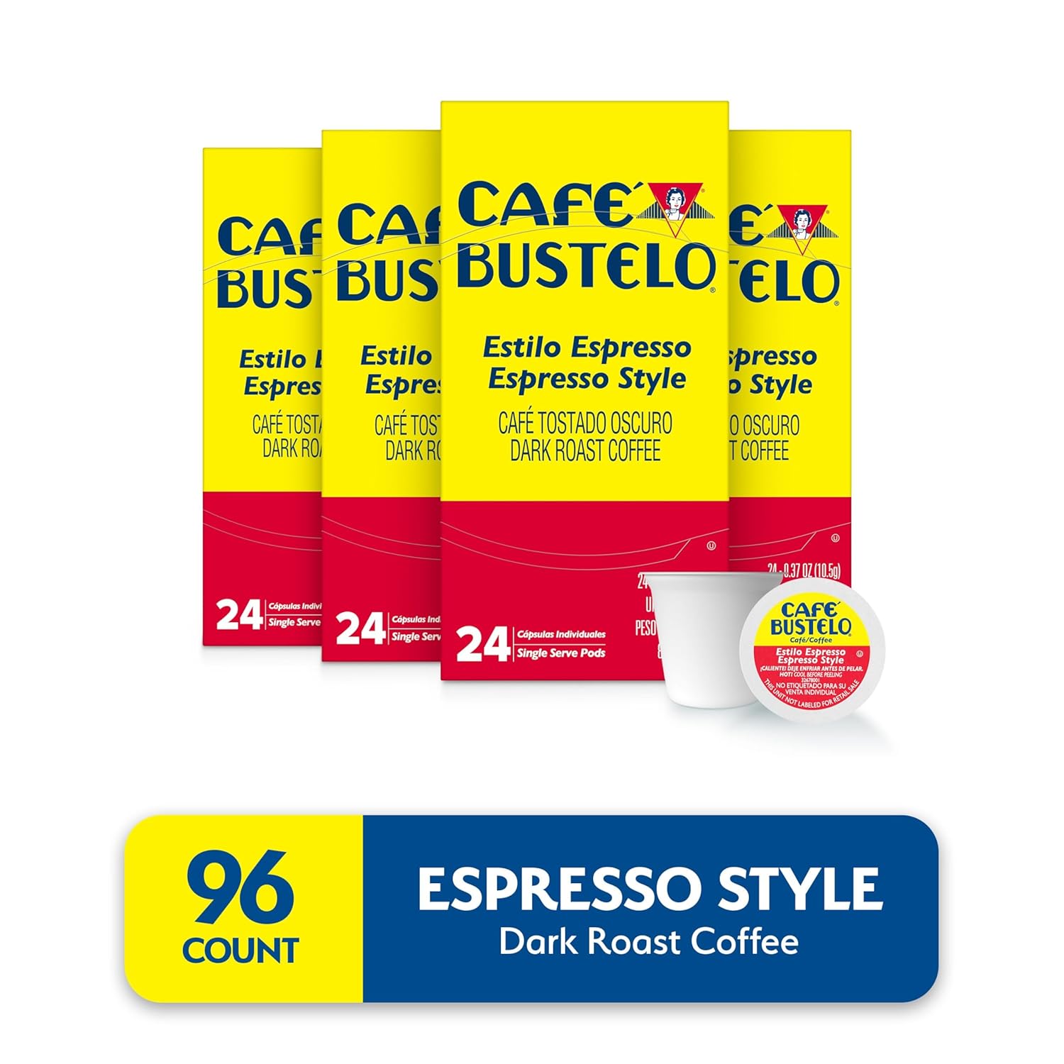 Café Bustelo Espresso Style Dark Roast, Single Serve Coffee Pods, 24 Count (Pack of 4) - Image 3