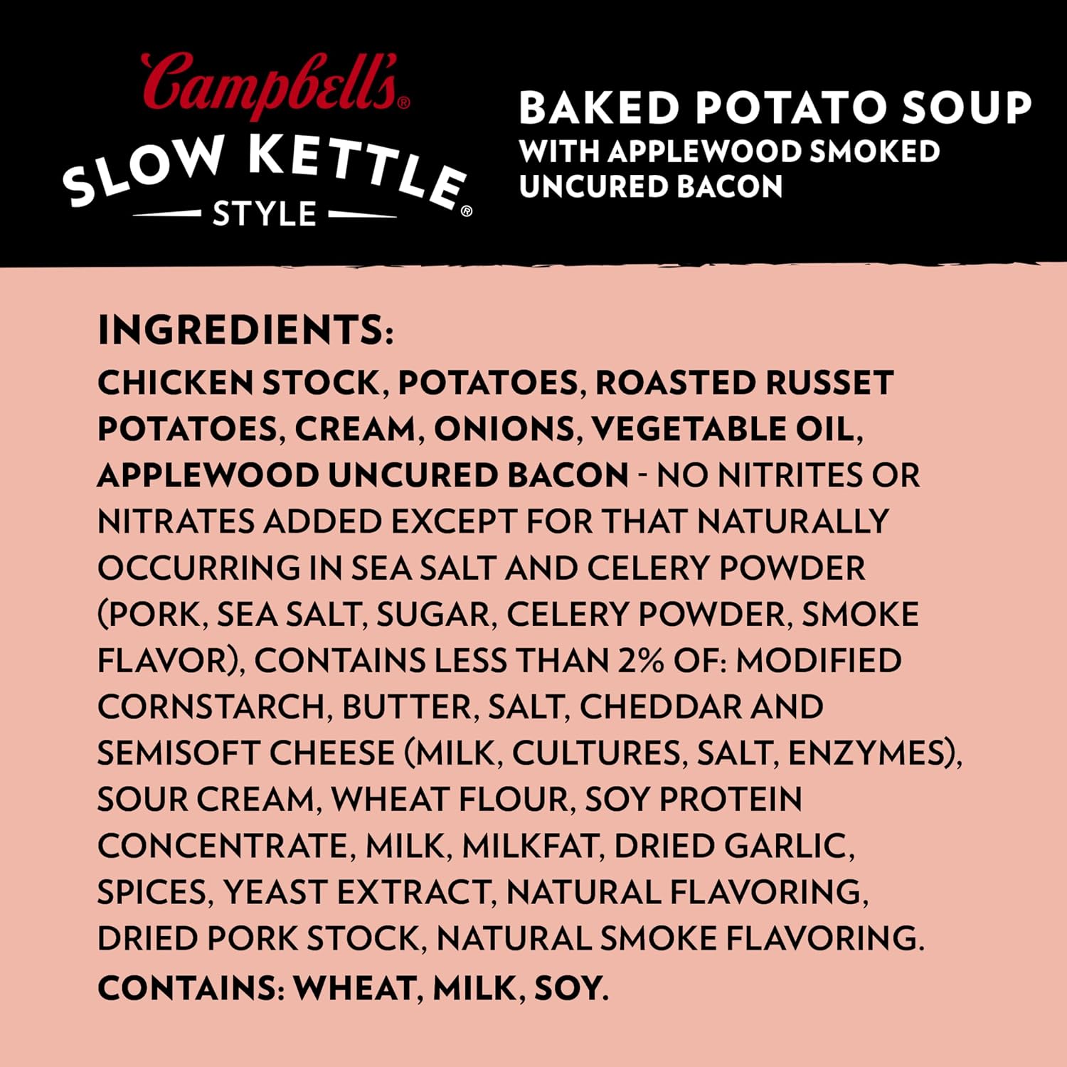 Campbell's Slow Kettle Style Baked Potato Soup with Applewood Smoked Uncured Bacon, 15.5 oz Microwavable Bowl - Image 4