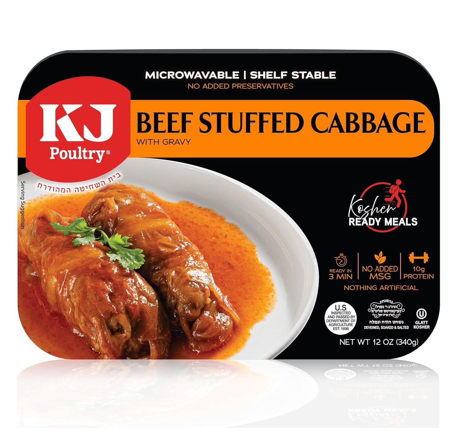 KJ Poultry Kosher Ready Meals - Beef Stuffed Cabbage Rolls, MRE Meat Meals Ready to Eat, Gluten Free (1 Pack) Prepared Entree Fully Cooked, Shelf Stable Microwave Dinner Travel Military Camping - Image 2