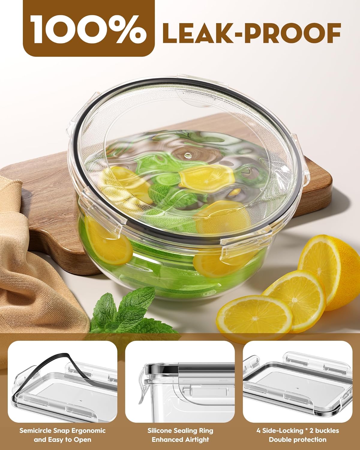 BiuLeon 40 PCS Food Storage Containers with Lids Airtight (20 Containers & 20 Lids), Leakproof Meal Prep for Kitchen Storage, BPA-free, Food-grade, Reusable, Microwave/Dishwasher Safe - Image 4