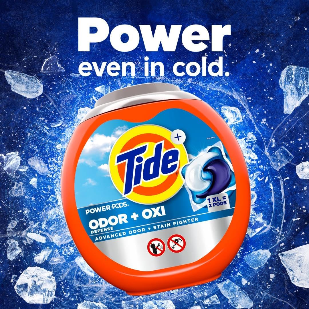 Tide Odor Defense + Oxi Laundry Detergent Pacs, Original Scent, 25 Count, Advanced Odor + Stain Fighter, laudry soap washing detergent pacs - Image 6