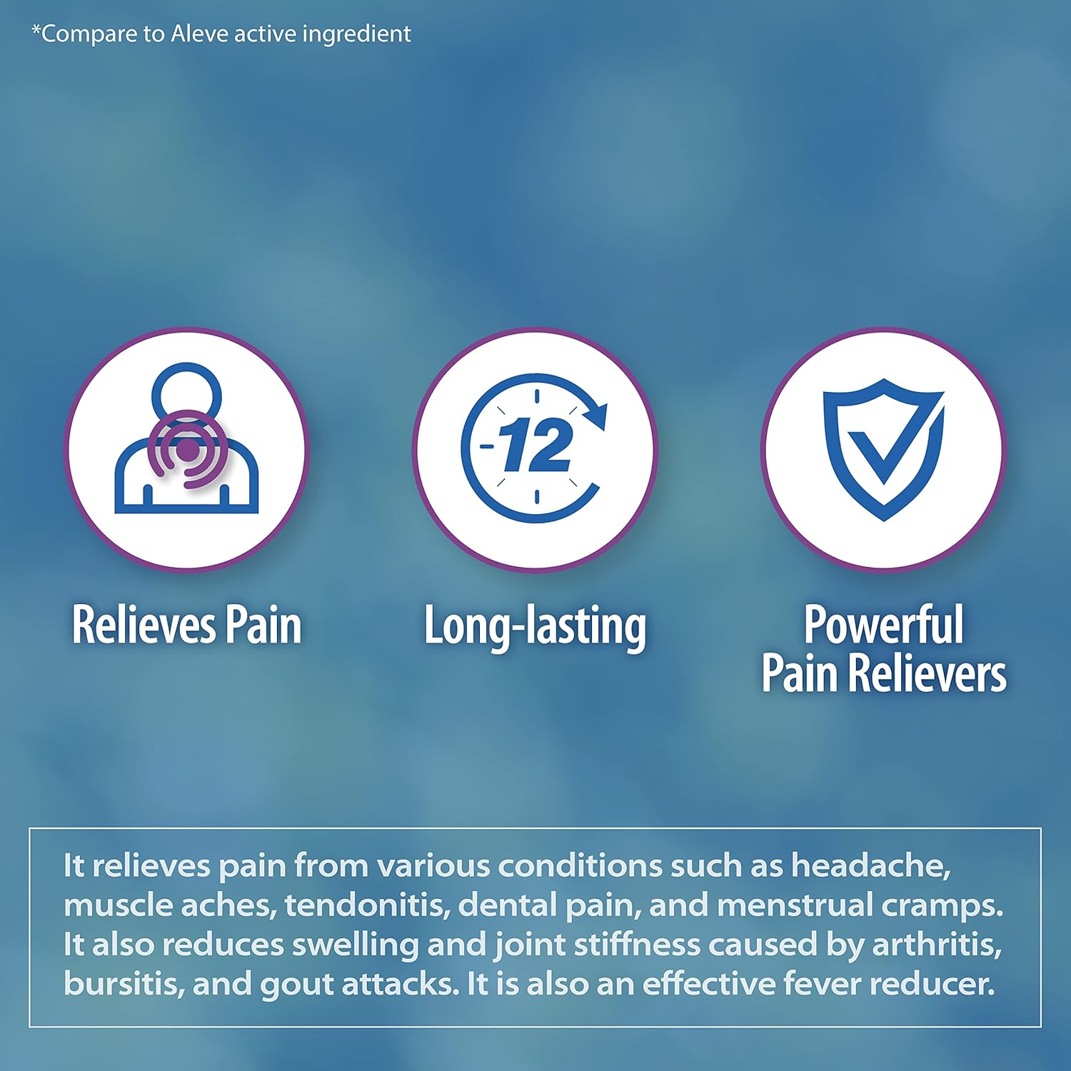 HealthA2Z® Pain Reliever, Naproxen Sodium 220mg, NSAID, Pain Reliever, Fever Reducer, 300 Caplets - Image 7