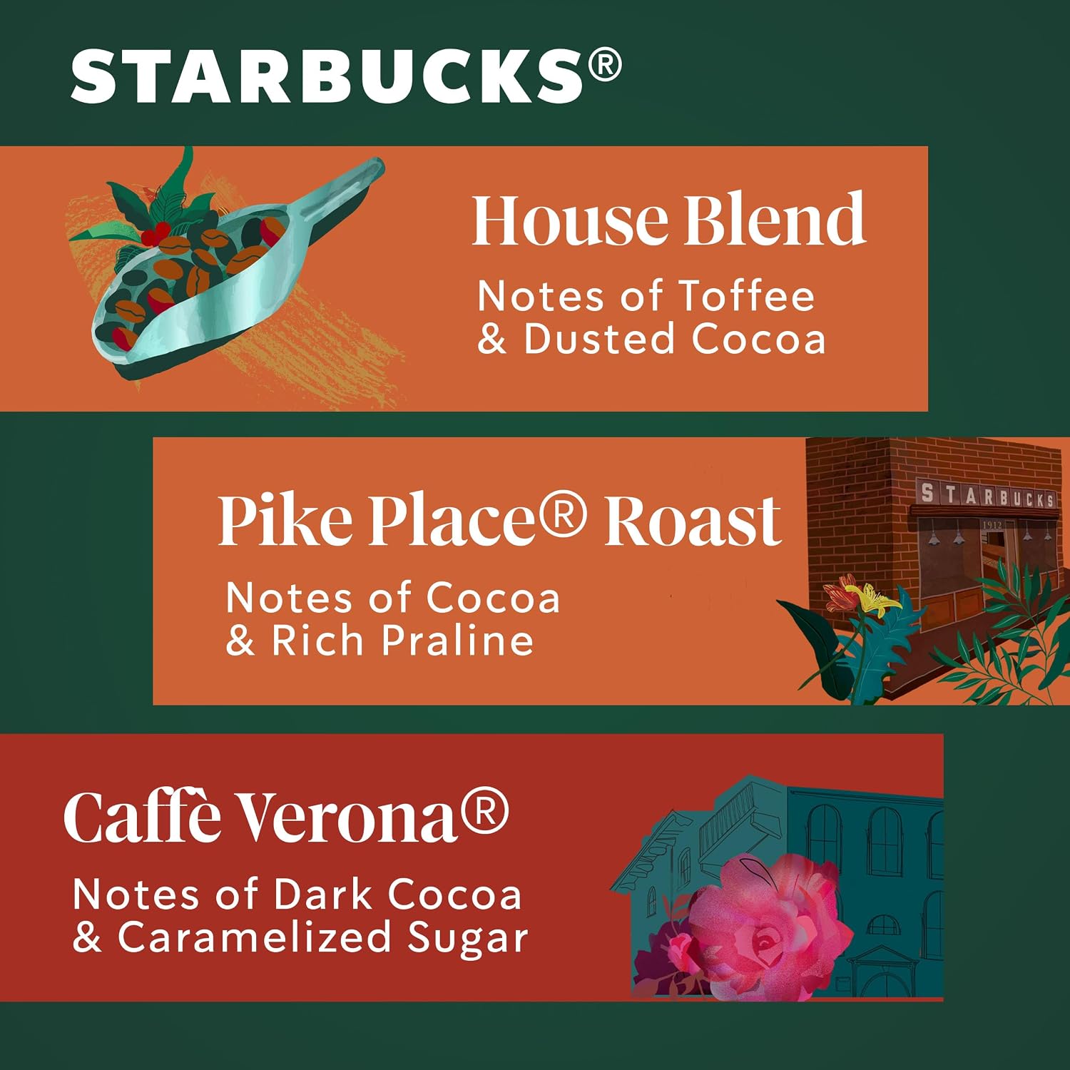 Starbucks Ground Coffee, Medium & Dark Roast Hot or Iced Coffee, Decaf Variety Pack, Three 12 oz Bags - Image 6