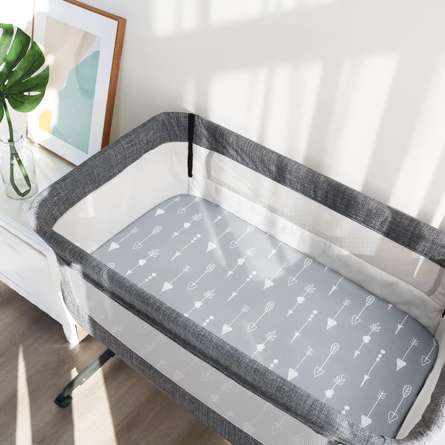 Baby Bassinet Sheets 4 Pack Compatible with 33" x 20" Mika Micky, Baby Delight, Dream On Me, AMKE and Other Rectangle Bassinet Mattress, Ultra Soft & Skin Friendly, Washer & Dryer - Image 6