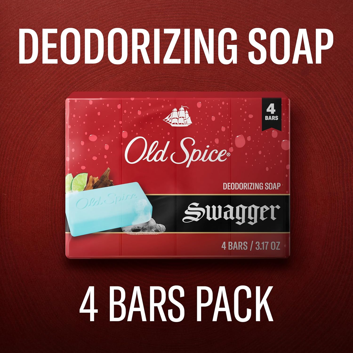 Old Spice Bar Soap for Men, Refreshing Clean to Wash Away Dirt & Odor, Cleansing Formula, Long-Lasting & Confidence-Boosting Fragrance, Swagger with Lime + Cedarwood Scent, 3.17 oz (Pack of 4) - Image 12