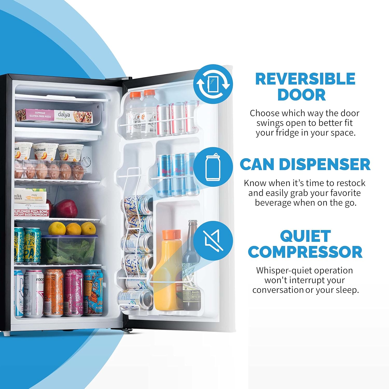 NewAir 3.3 Cu. Ft. Compact Mini Fridge with Chiller Compartment, Energy Star Certified, Single Door Refrigerator, Can Dispenser, Perfect for Dorm Rooms, Bedrooms, Home Offices, and RV Vans - Image 5