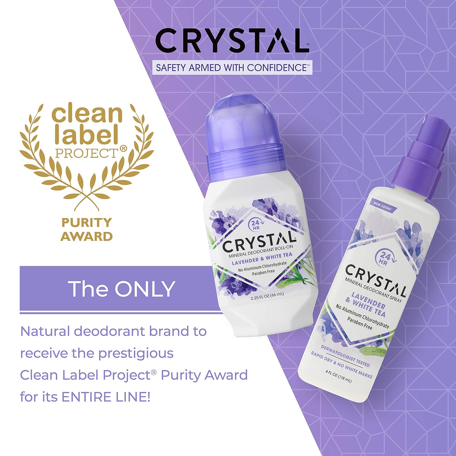 CRYSTAL Deodorant Aluminum Free Mineral Deodorant Roll-On for Women & Men, Lavender & White Tea - Paraben Free - Certified Cruelty Free & Vegan Deodorant - Prevents Odor Up to 24 Hours ,2.25 Fl Oz (Pack of 3),21661-3 - Image 4