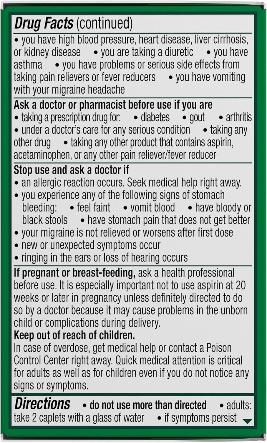 Excedrin Migraine Relief Caplets for Migraine Symptoms, Acetaminophen 250mg, Aspirin 250mg, Caffeine 65mg, Pain Reliever, 24 Count - Image 14