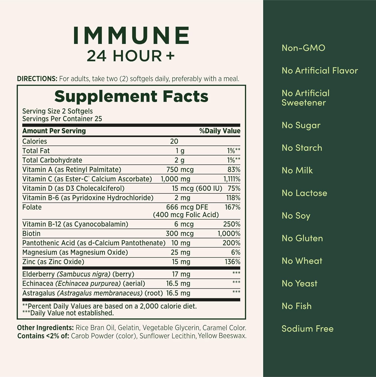 Nature's Bounty Immune 24 Hour +, The only Vitamin C with 24 Hour Immune Support from Ester-C, 1000 mg Vitamin C, D & Zinc, Gluten Free, Rapid Release Softgels, 2 Softgels per Day, 50 Count - Image 6