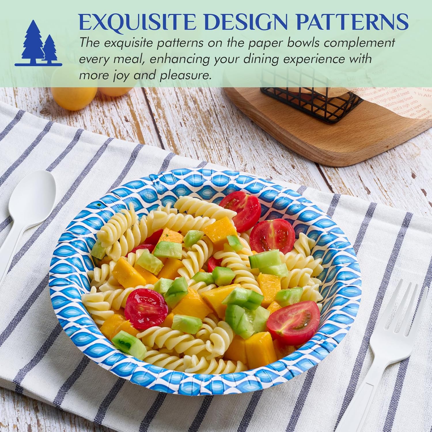 MUCHII 20 Oz Paper Bowls 180 Count Disposable Bowls, Printed Soak Proof Large Bowls for Breakfast, Lunch, and Dinner Meals - Image 3