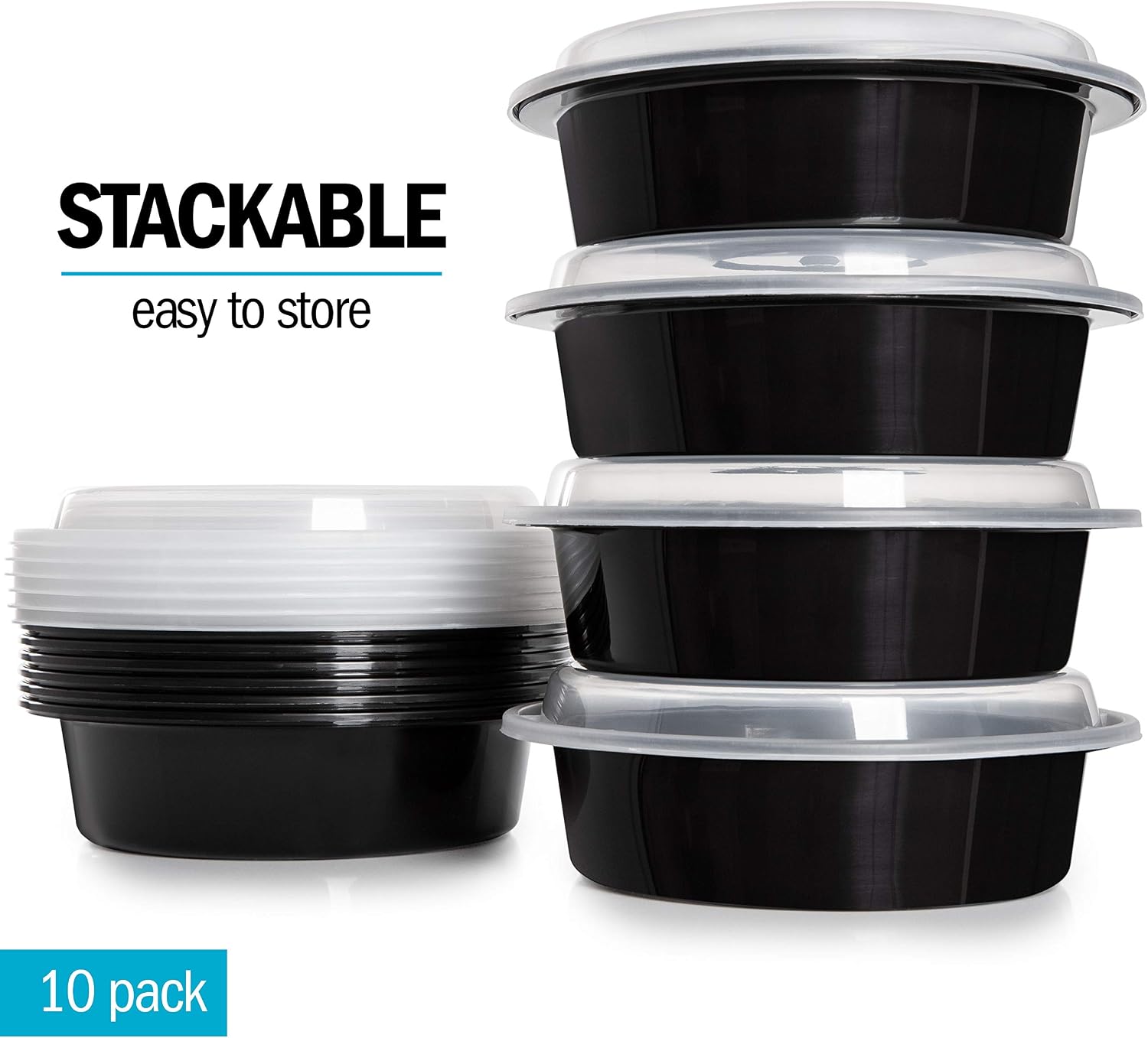 Igluu Meal Prep Containers Reusable (10 Pack) – Round Food Containers with Lids – Stackable, Microwave, Freezer & Dishwasher Safe – 28oz – 1 Compartment – BPA-Free - Image 8