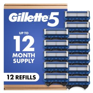 Gillette 5 Men’s 5-Blade Razor Blade Refills, 12 Count