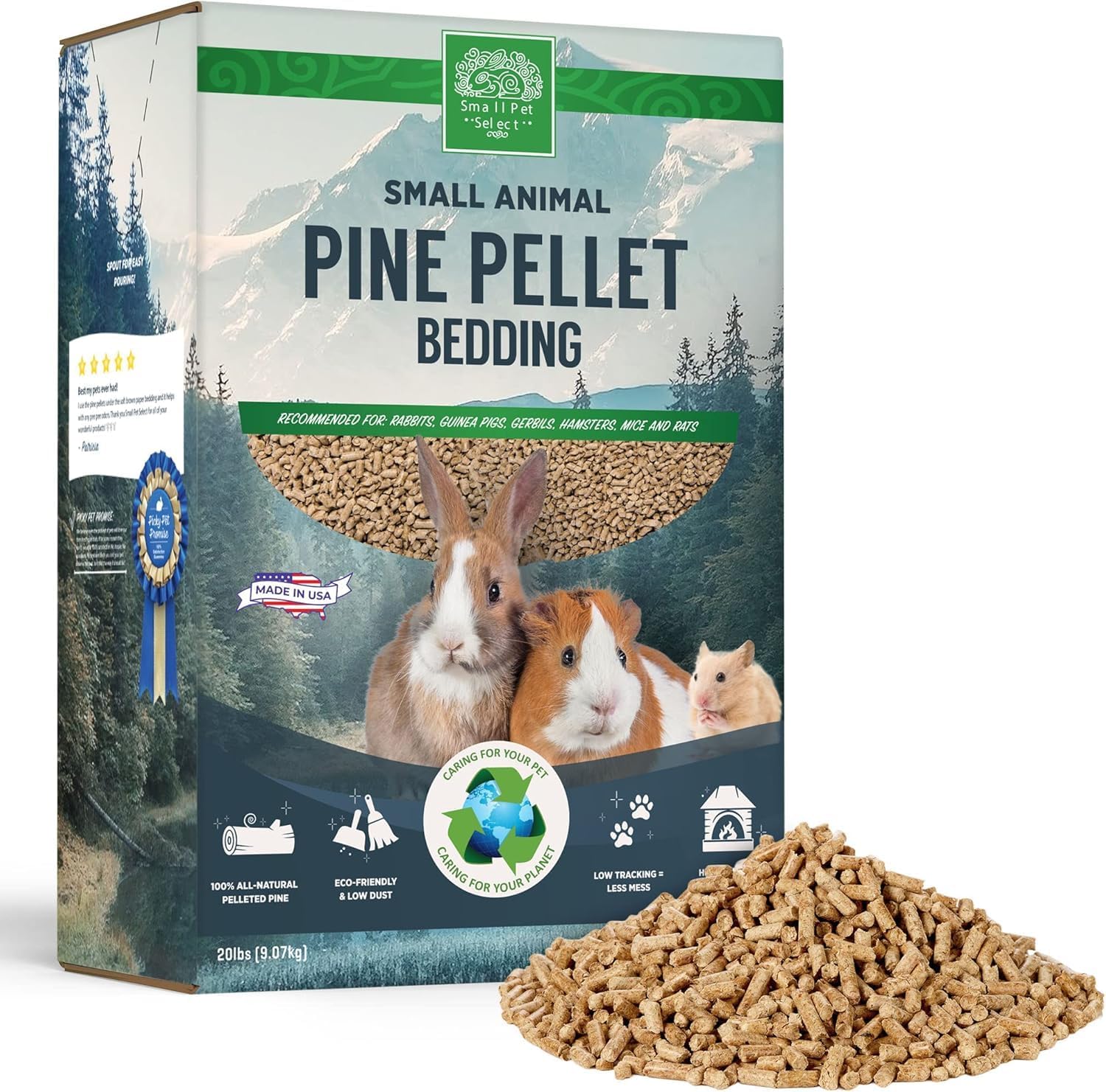 Small Pet Select Pine Pellet Bedding 20lb, Litter Pellets for Rabbit, Guinea Pig, Hamster, Bunny and Other Small Animals, Made in USA, 20lb - Image 2