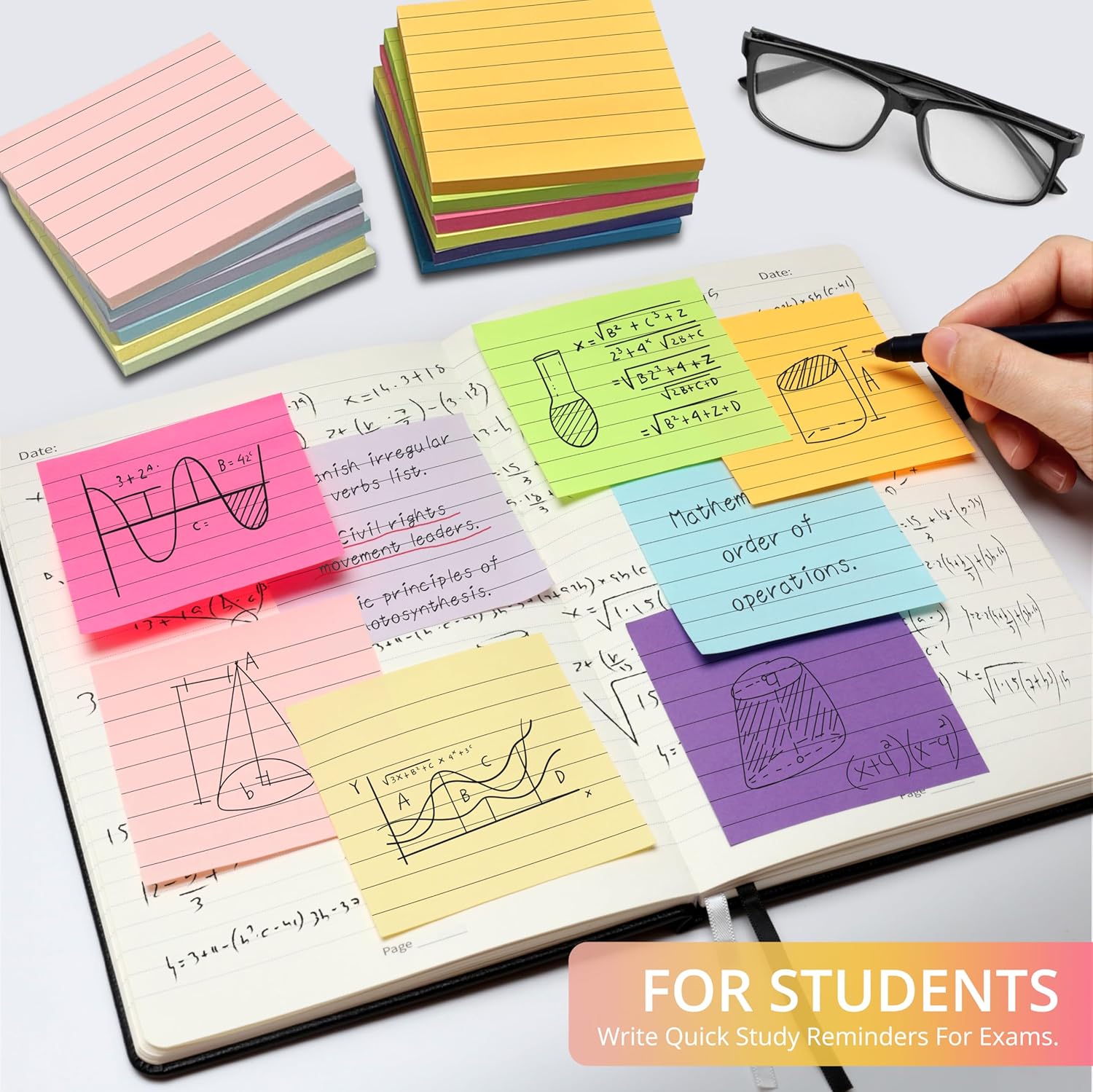 Lined Sticky Notes, 3x3 Inches, 36 pad, Self-Stick Note Pads for Office, Study & Daily Organization, Ideal for Notes and Reminders - Bright - Image 7