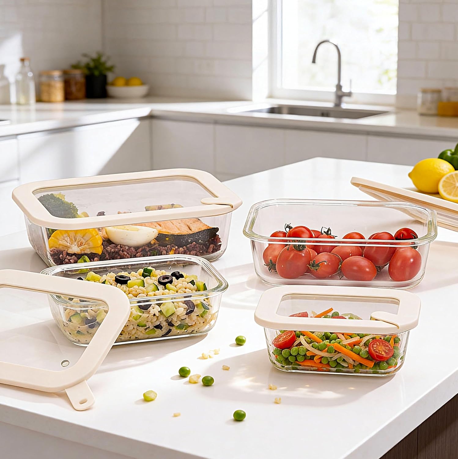 Urban Green Glass Food Storage Containers with Glass Lids, Microwave Safe Food Container Set, Aitight Meal Prep Container Set, LeakProof, 100% Plastic Free, 4 Pack - Image 9