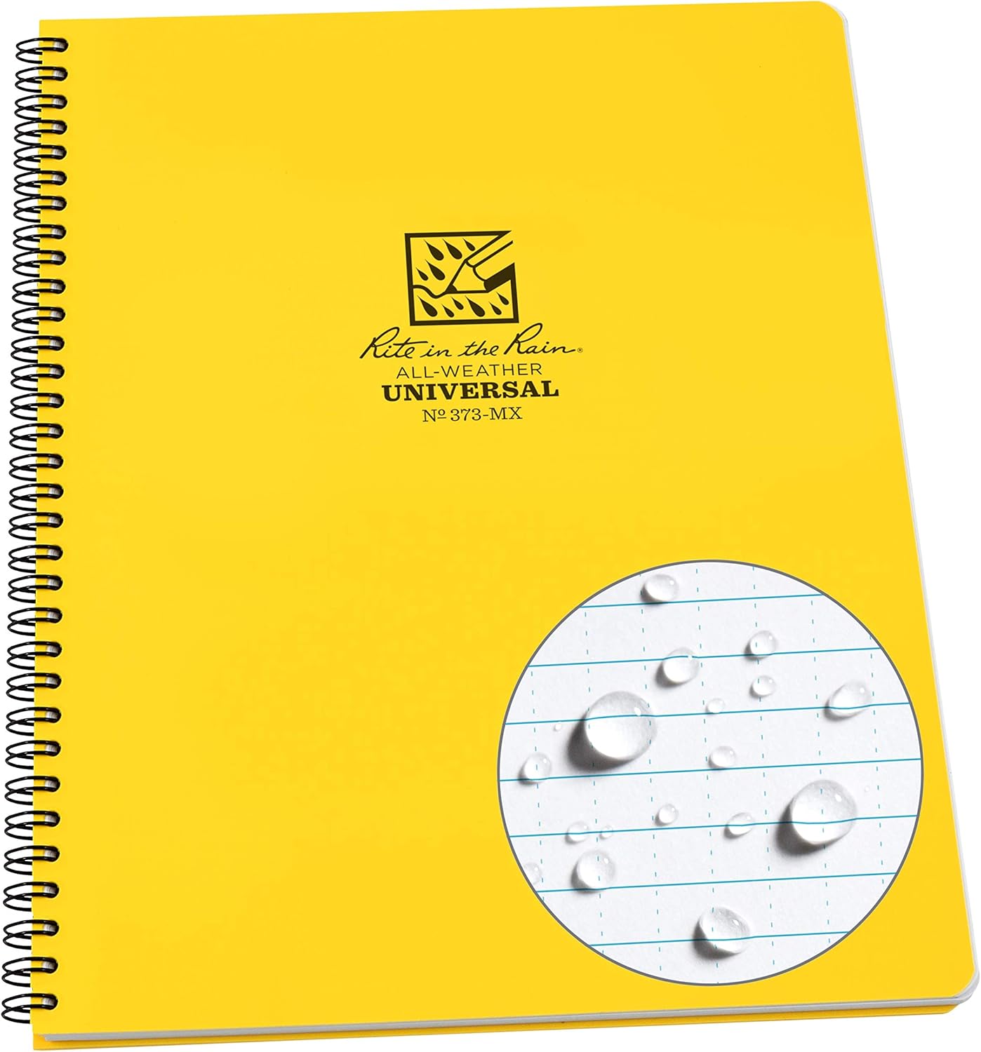 Rite in the Rain Weatherproof Side Spiral Notebook, 8.5" x 11", Yellow Cover, Universal Page Pattern (No. 373-MX)