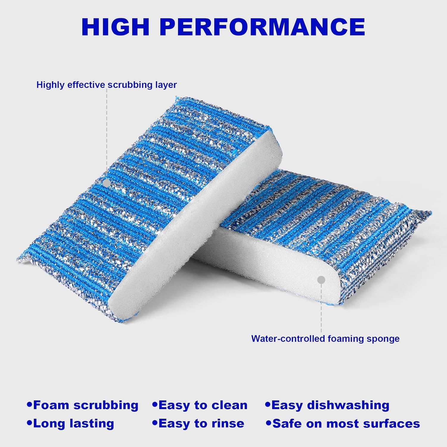 Premium 8-Pad Sponges Kitchen - Upgraded Dish Sponge, Scrubber, Brush, Ideal for Dishes, Pots, Sink - Image 3