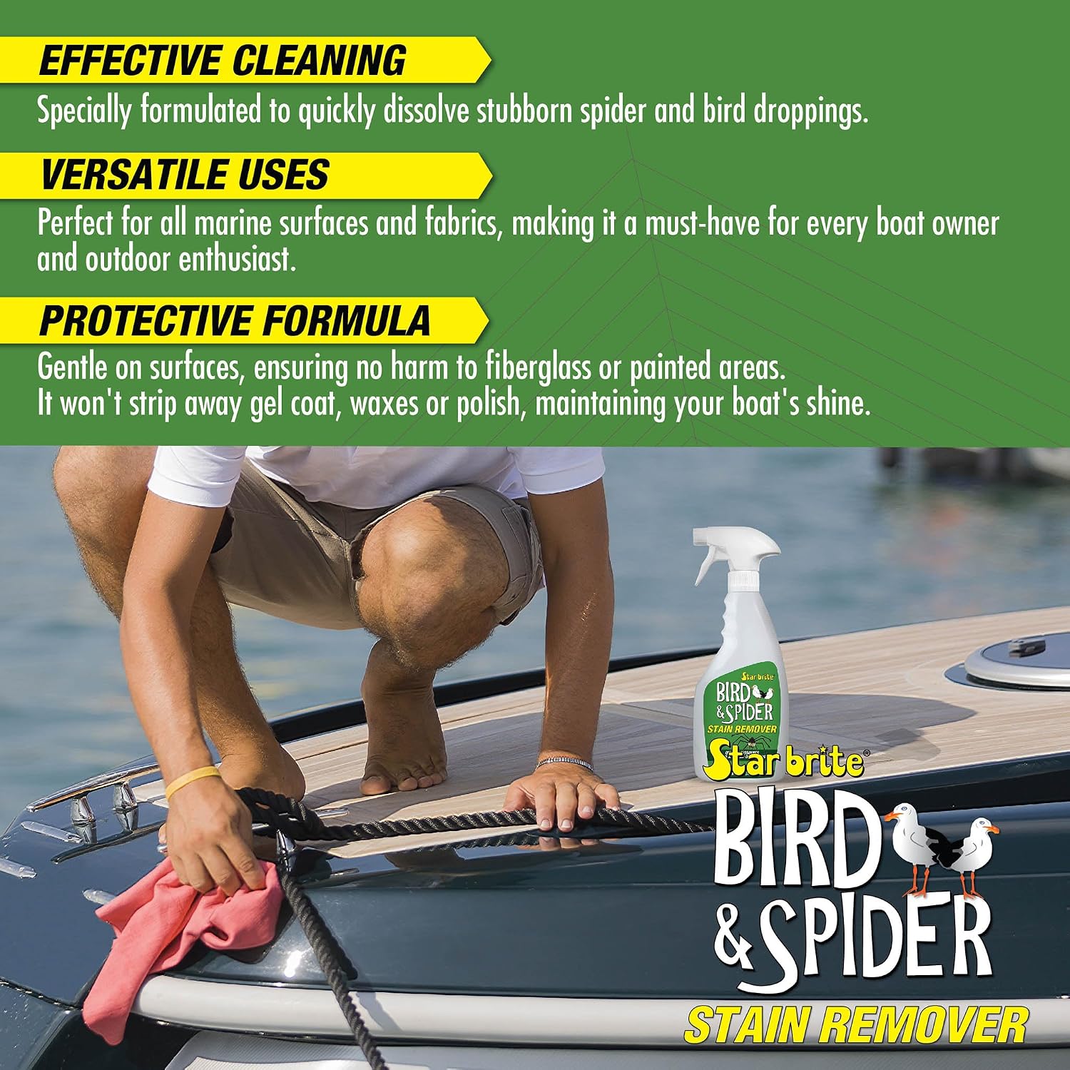 STAR BRITE Spider & Bird Stain Remover Spray - Quickly Dissolve Bird Droppings & Clean up Spider Mess - Won't Remove Polish or Wax (095122SS) - Image 5