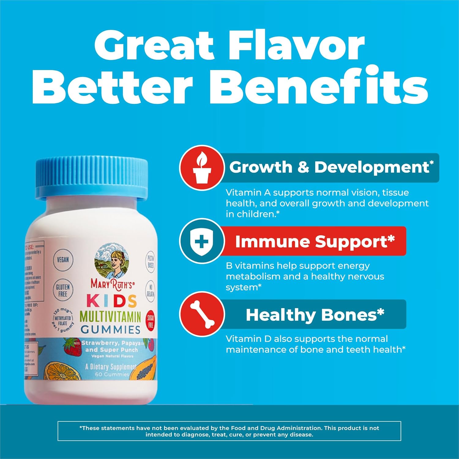 MARYRUTH'S Kids Vitamins | Multi | Sugar Free | 2 Month Supply | Kids Multivitamin Gummies for Ages 2+ | Vegan | Only 1 Gummy a Day | 60 Count - Image 6