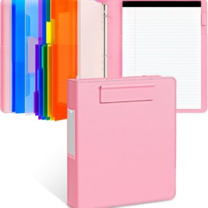 JoyCat 3 Ring Binder Clipboard with Storage,12.4″x10.2″Magnetic Clipboard Folder with 5 Expandable Folders,Refillable Lined Notepad (11″ x 8.5″),Ideal for School Office Nursing(Pink)