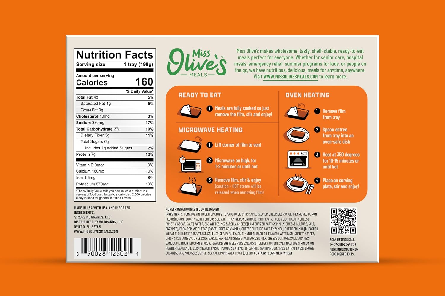 Miss Olive’s Vegetarian Pack – Shelf-Stable Microwavable Ready Meals (6 Pack) – Cheese Ravioli, Southwest Bean & Grain & Pasta Fagioli – Fully Cooked Heat & Eat Meals - Image 4