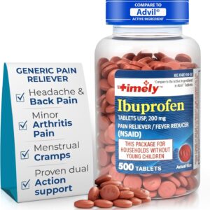 TIME-Cap Labs 500 Tablets Ibuprofen 200mg Coated – Pain Reliever & Fever Reducer (NSAID) for Adults, Helps with Headache, Back Pain, Muscle Aches, Toothaches, Menstrual Cramps & Minor Arthritis Pain