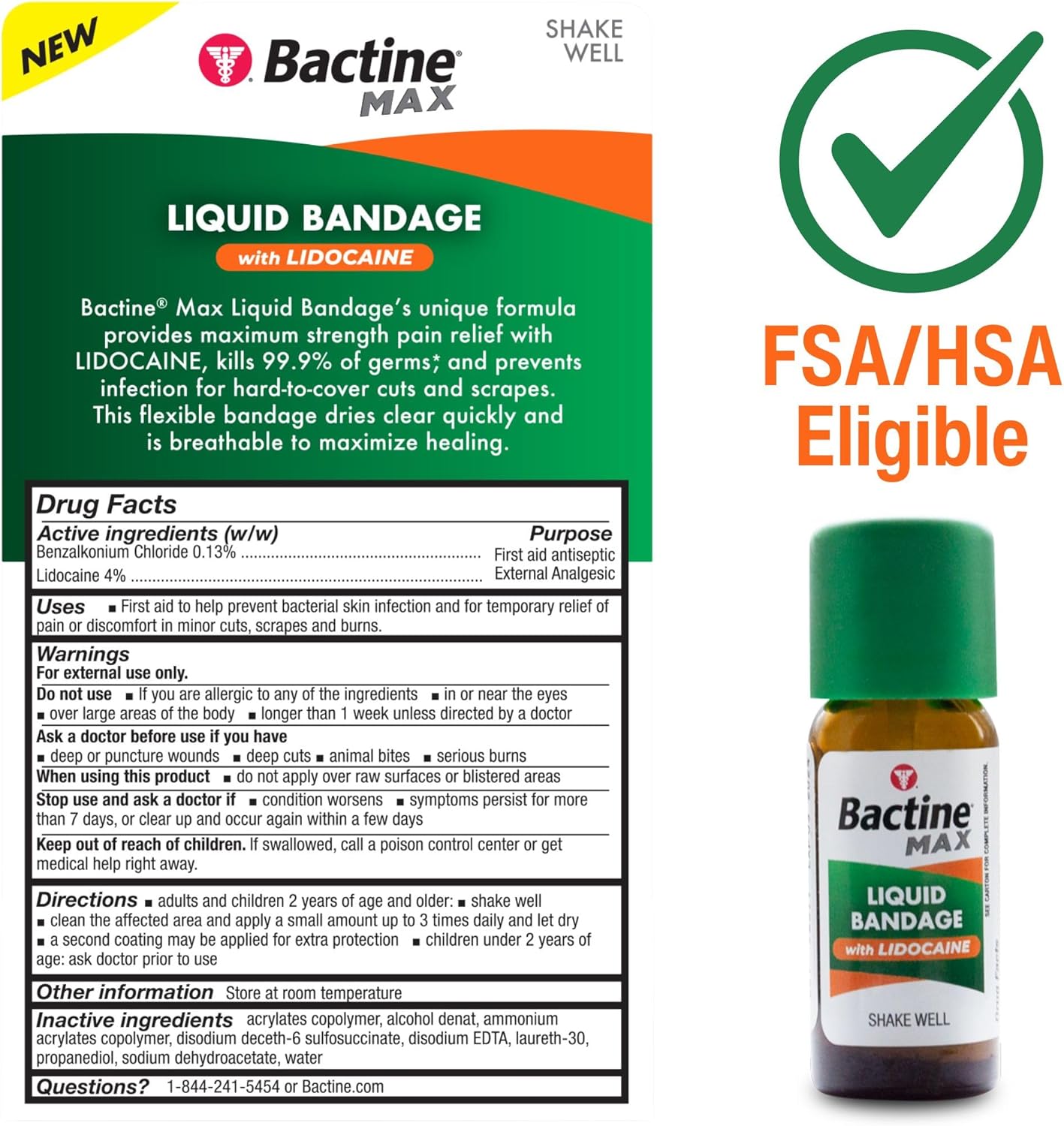 Bactine Max Pain Relieving Antiseptic Spray with Lidocaine, First Aid Pain + Itch Relief, No-Sting, Kills 99% of Germs*, 5oz - Image 8