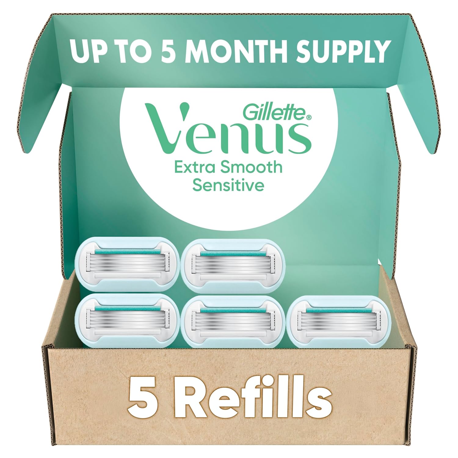 Gillette Venus Extra Smooth Women’s Razor Refills 5 Count, 5-Bladed Razor Cartridges for a Long-Lasting Shave, Razor Blades for Women - Image 2