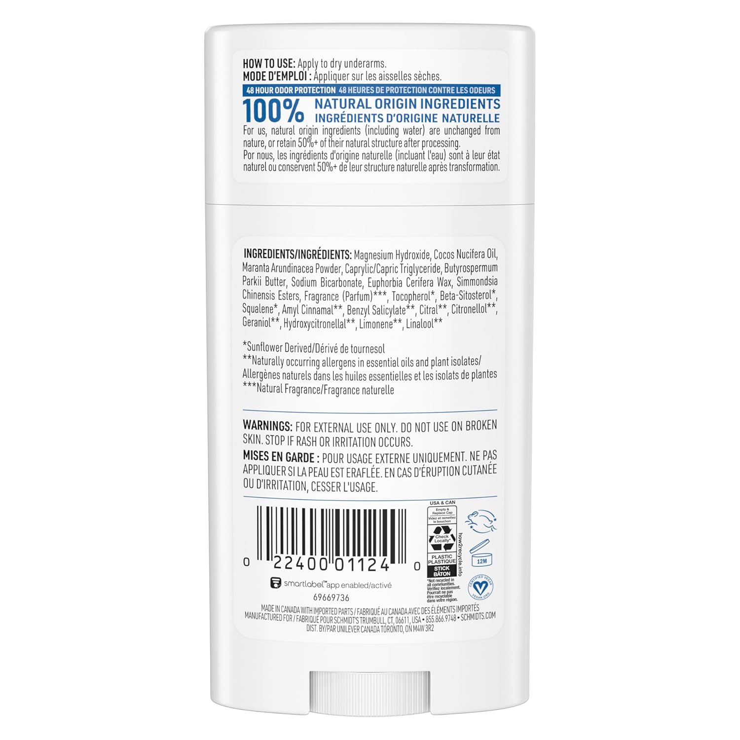 Schmidt's Aluminum-Free Vegan Deodorant Fresh Rain & Birch with 24 Hour Odor Protection, for Women and Men, Natural Ingredients, Cruelty-Free, 2.65 oz - Image 3
