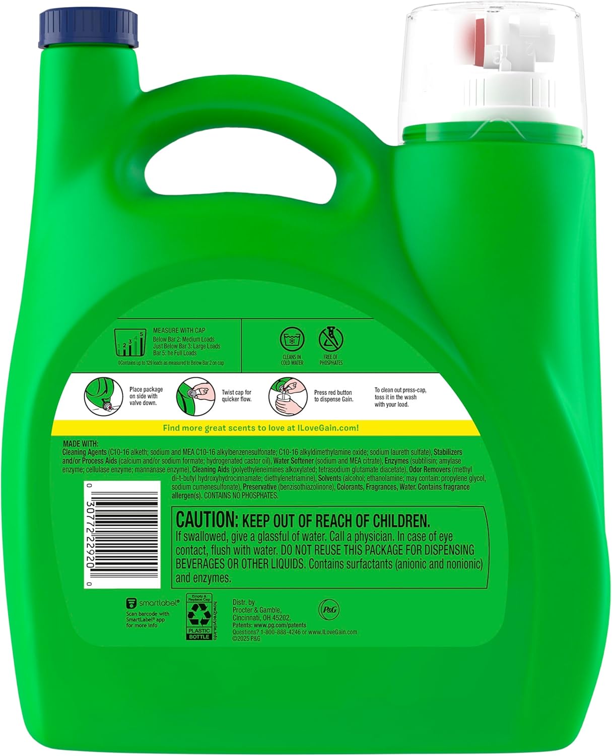 Gain Plus Liquid Laundry Detergent, Cleaner, Fresher, Now with Oxi, Waterfall Delight Scent, 170 fl oz, 129 Loads - Image 15