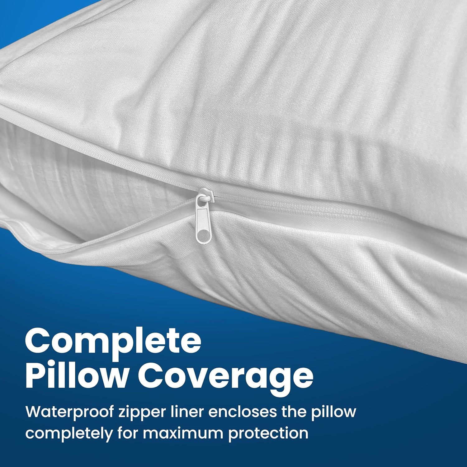 100% Stain Resistant & Waterproof Standard Size Pillow Protectors with Zipper Set of 2 - Bed Bug & Dust Mite Proof White Pillowcases - Breathable, Comfortable Covers for Pillows, 21 x 27 Inches - Image 8