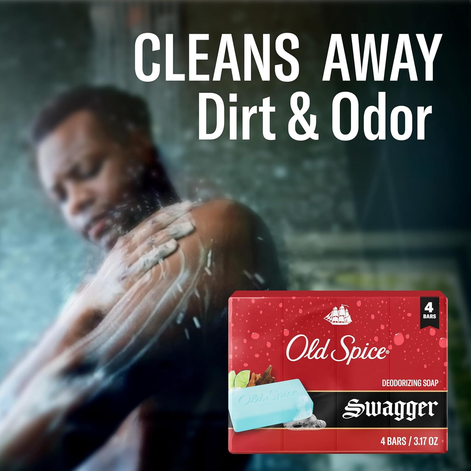 Old Spice Bar Soap for Men, Refreshing Clean to Wash Away Dirt & Odor, Cleansing Formula, Long-Lasting & Confidence-Boosting Fragrance, Swagger with Lime + Cedarwood Scent, 3.17 oz (Pack of 4) - Image 3
