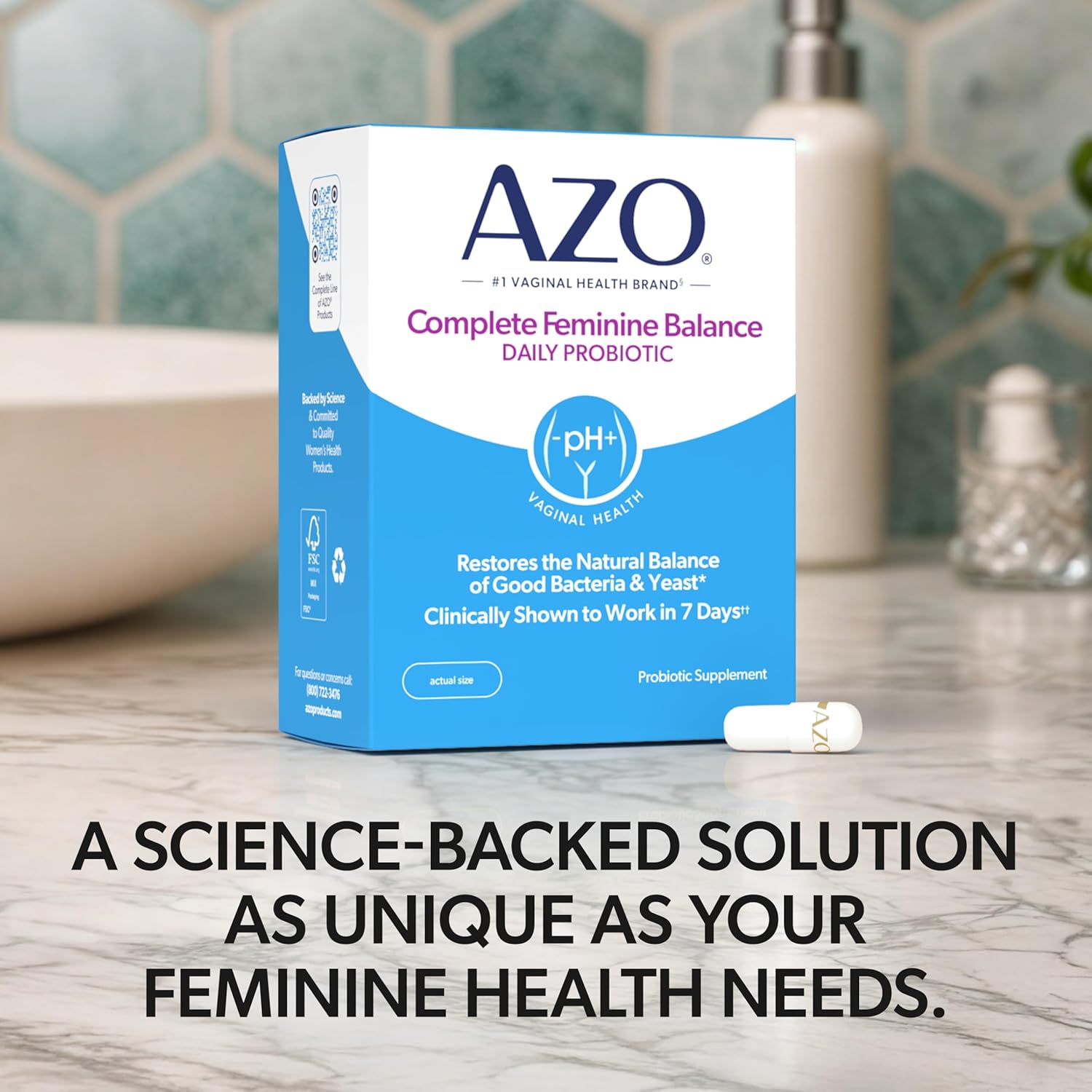 AZO Complete Feminine Balance Daily Vaginal Probiotics for Women, Clinically Proven to Help Protect Vaginal Health, Helps balance pH and yeast, 30 Count - Image 5