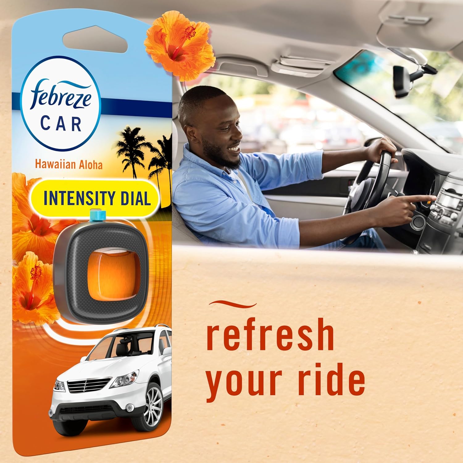 Febreze Car Air Freshener, Odor-Fighting Automotive Vent Clip, Scented Car Accessories, Long Lasting for Strong Odors, Hawaiian Aloha Scent, 4 Count - Image 7