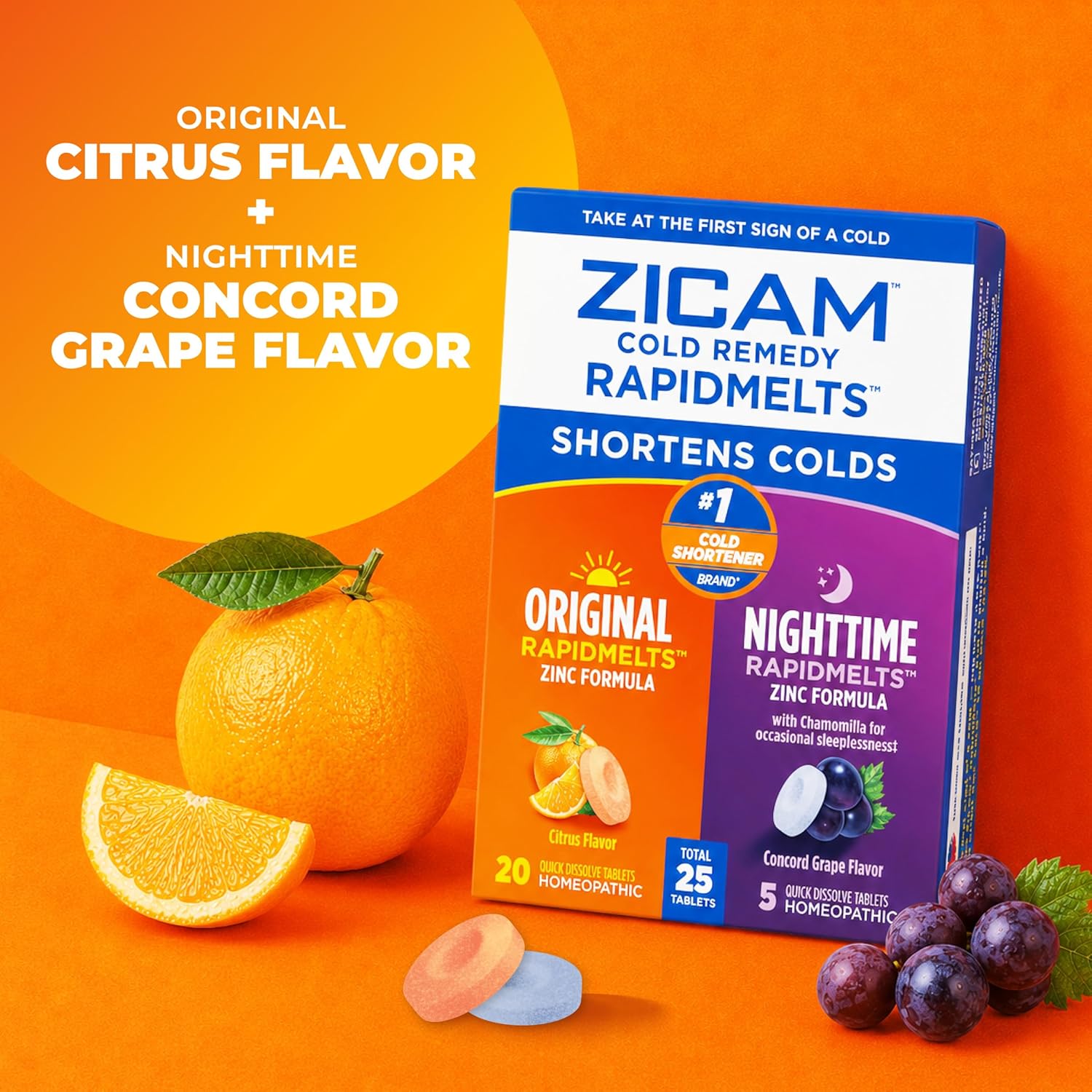 Zicam Cold Remedy Original + Nighttime RapidMelts Combo Pack, Non‑Drowsy Zinc Homeopathic Cold Shortening Relief for Nasal Congestion & Occasional Sleeplessness, Citrus & Grape, 25 Count - Image 7