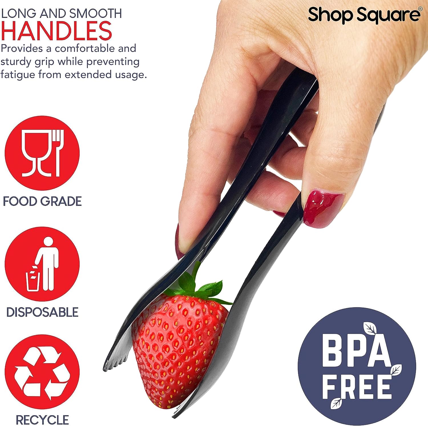 18 Pcs Black Plastic Serving Utensils Set – Heavy Duty Disposable Serving Spoons, Forks & Tongs | 10″ Serving Spoons for Buffet, Party, Catering, Wedding | Reusable, BPA-Free - Image 5