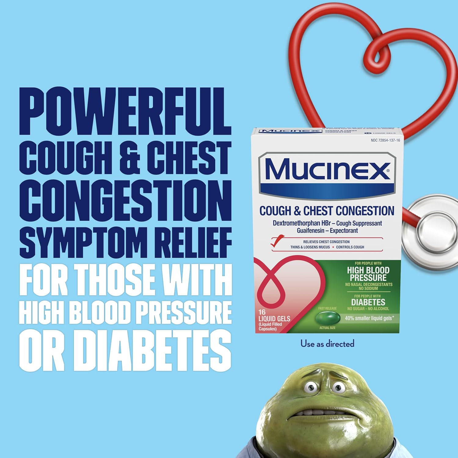 Mucinex Cough & Chest Congestion High Blood Pressure Liquid Gels, 16 ct. - Image 5