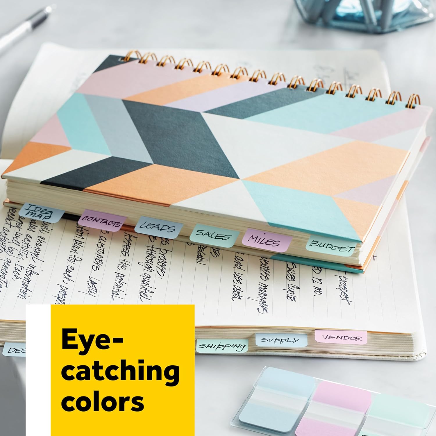 Post-it Tabs, 1 in Solid, Aqua, Yellow, Pink, Red, Green, Orange, 6/Color, 36/Dispenser (686-ALOPRYT) - Image 9