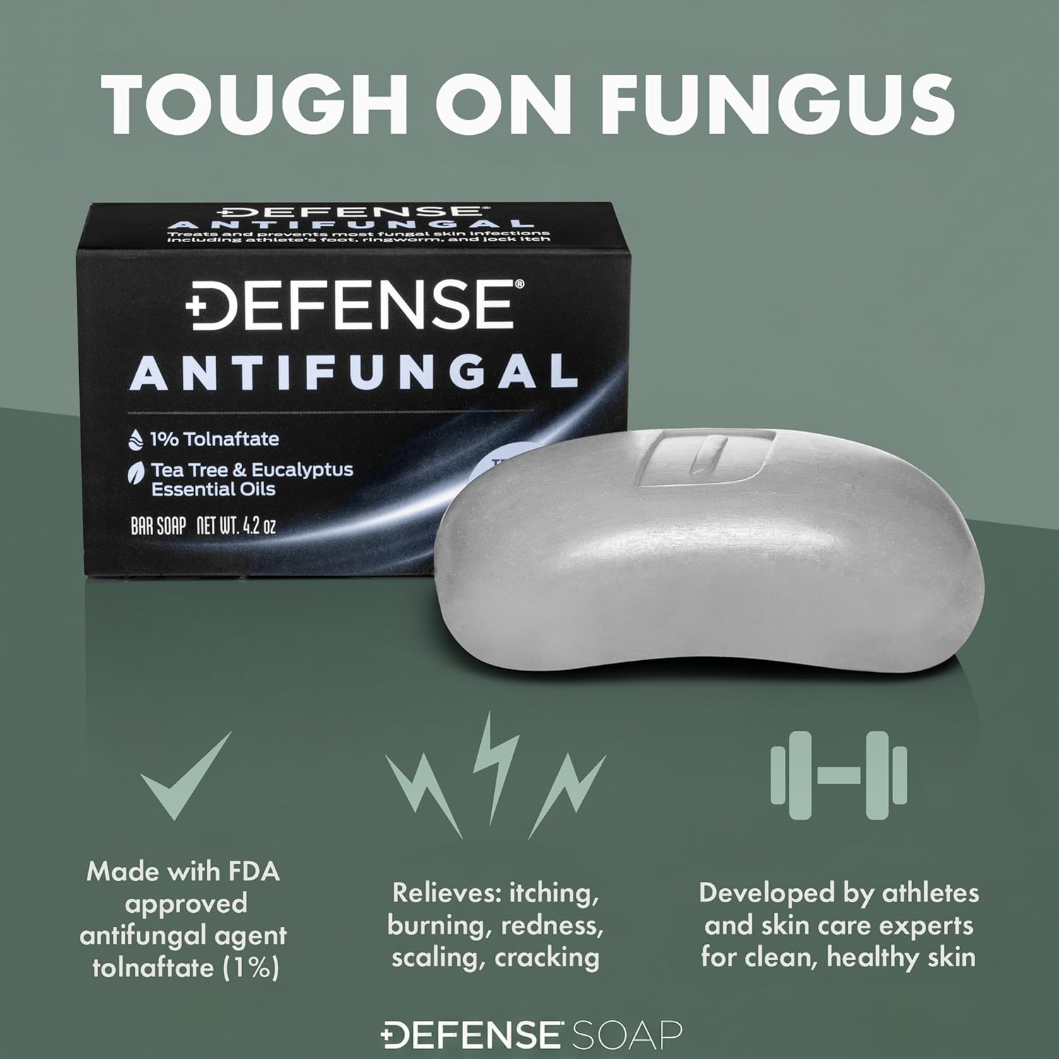 Defense Antifungal Bar Soap | Jock Itch, Ringworm, Athlete's Foot, Skin Fungus | Medicated Anti Fungal Treatment (One Bar, No Case) - Image 7