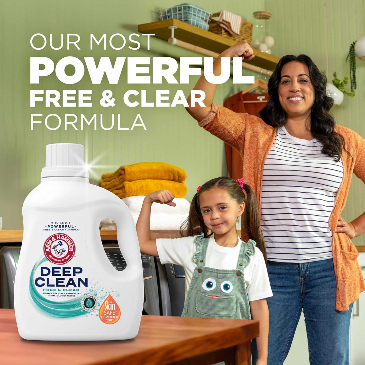 ARM & HAMMER Deep Clean Free & Clear Liquid Laundry Detergent, Free of Dyes, and Perfumes, Dermatologist Tested, 75 Fl Oz, 50 Loads - Image 4