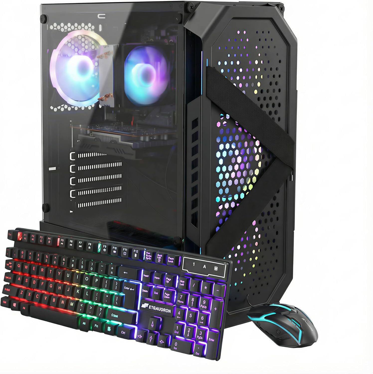 STGAubron Gaming PC Desktop Computer, AMD Ryzen 5 5500 up to 4.2G, Radeon RX 6500 4G, 16GB DDR4, 512GB SSD, WiFi 6, BT 5.2, RGB Fan x4, Windows 11 Home - Image 2