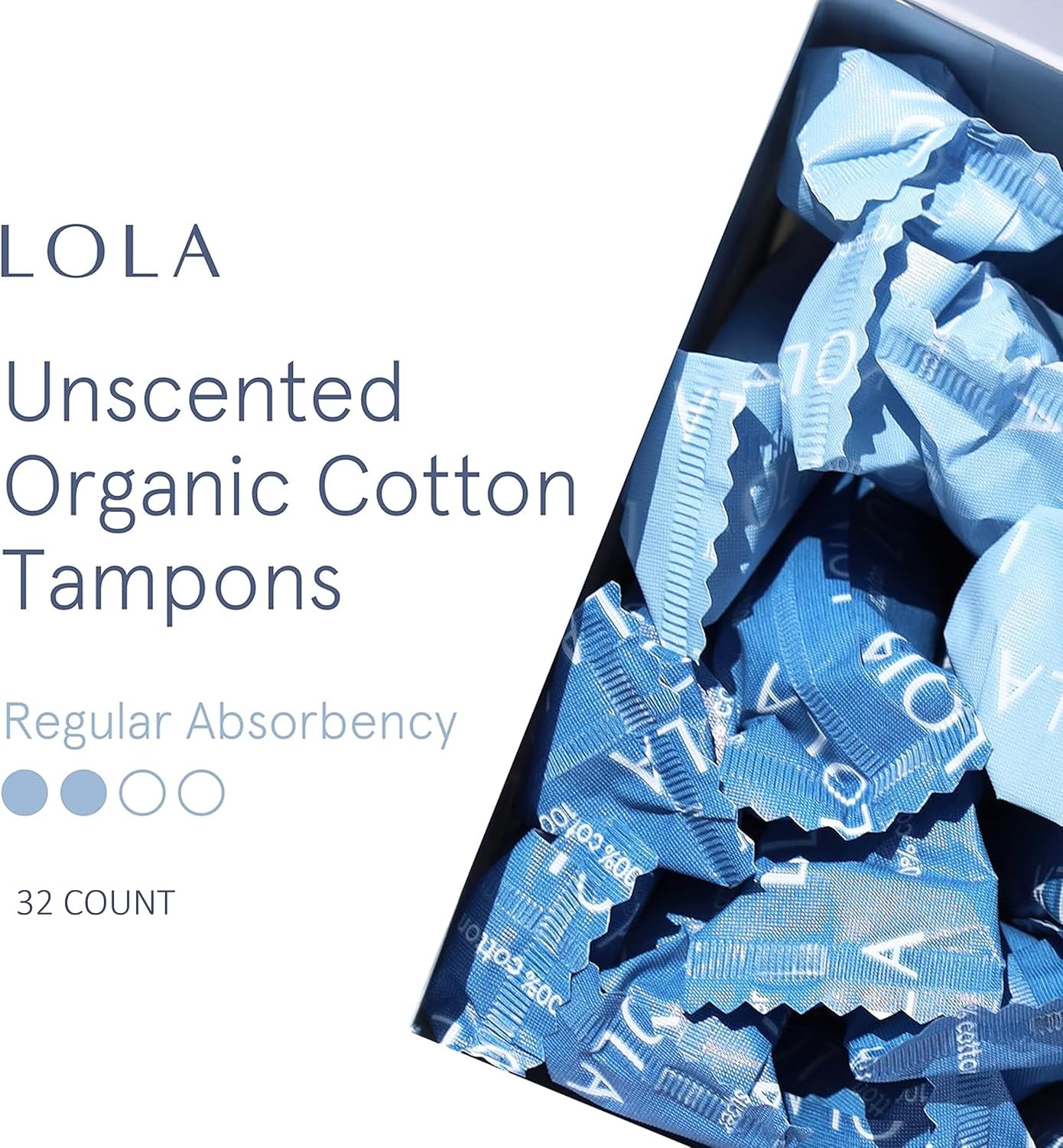 LOLA Organic Tampons - Regular Absorbency, 32 Count - Bulk Tampons for Women with BPA-Free Plastic Applicator & Hypoallergenic, Toxin-Free Feminine Hygiene Product - Image 3