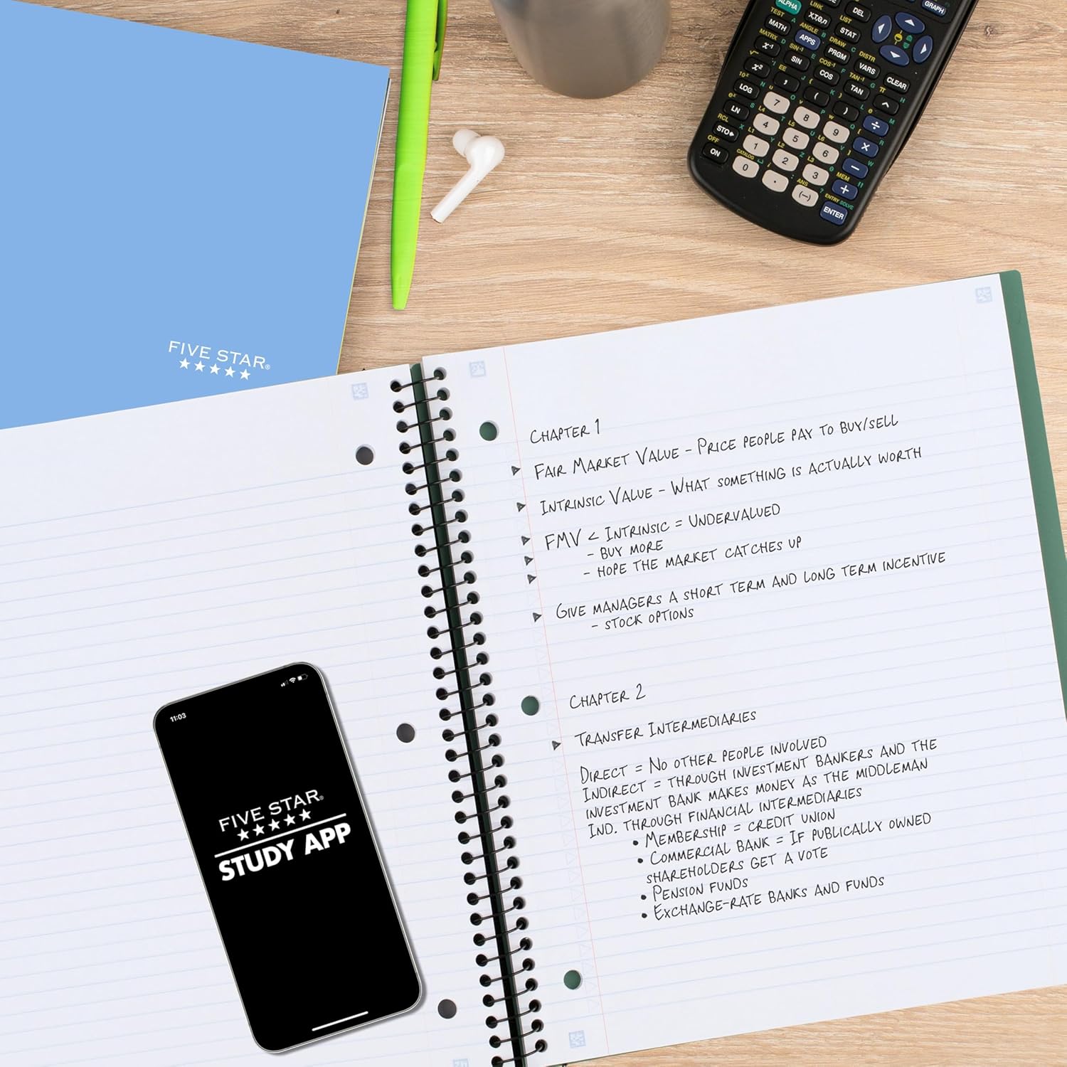 Five Star Advance Spiral Notebook + Study App, 1 Subject, College Ruled Paper, 8-1/2" x 11", 100 Sheets, Spiral Guard, Movable Tabbed Dividers, Seaglass Green (820012C-ECM) - Image 3