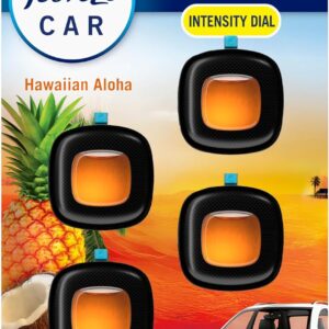 Febreze Car Air Freshener, Odor-Fighting Automotive Vent Clip, Scented Car Accessories, Long Lasting for Strong Odors, Hawaiian Aloha Scent, 4 Count