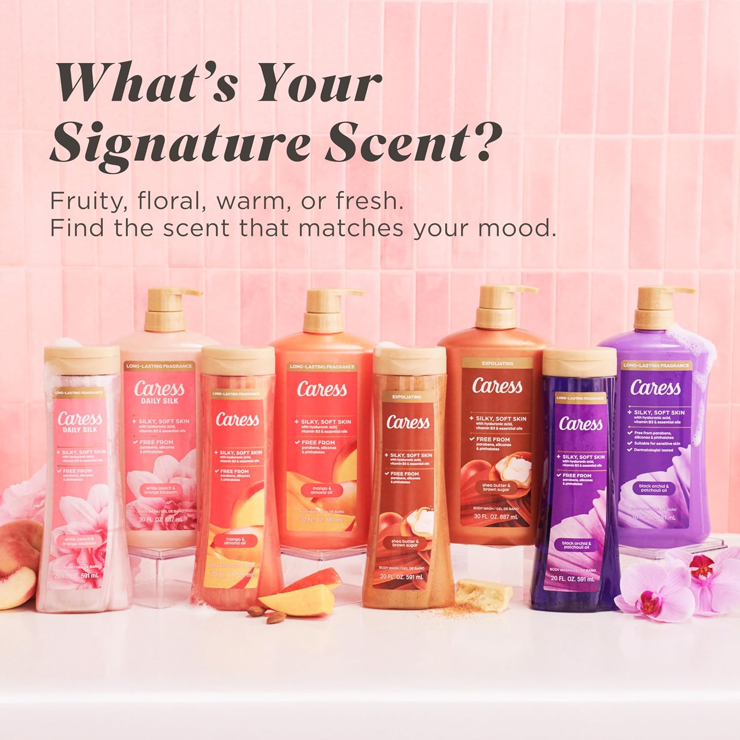 Caress Body Wash for Women, Daily Silk White Peach & Orange Blossom, Shower Gel Body Wash Moisturizing for Noticeably Silky, Soft Skin, 20 fl oz, 4 Pack - Image 10
